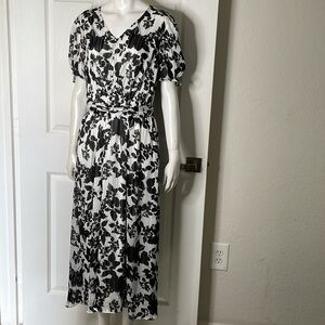 Anne Klein Short Sleeve Belted Floral Maxi Dress With Pockets